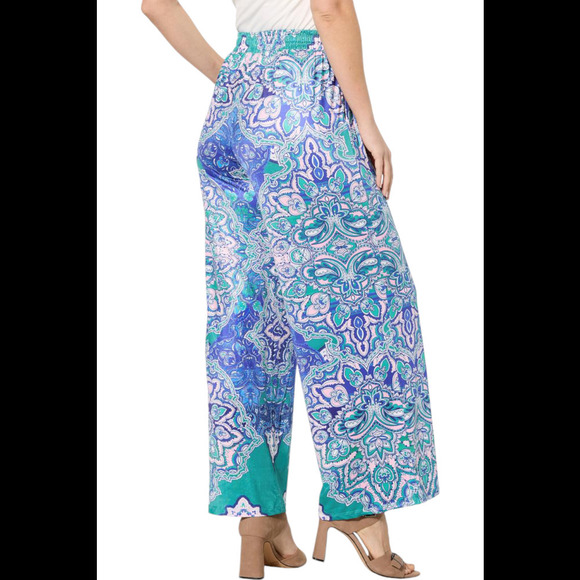 One World Women's Printed Pull-On Colada Pant Blue/Mint - Regular - Picture 2 of 2